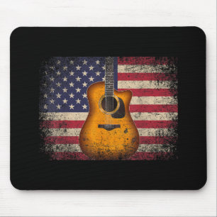 Guitar 4 juli Gift American Flag USA - Counter Muismat