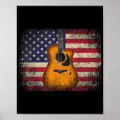 Guitar 4 juli Gift American Flag USA - Counter Poster (Voorkant)