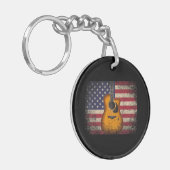Guitar 4 juli Gift American Flag USA - Counter Sleutelhanger (Voorkant Links)