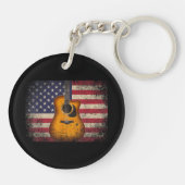 Guitar 4 juli Gift American Flag USA - Counter Sleutelhanger (Achterkant)