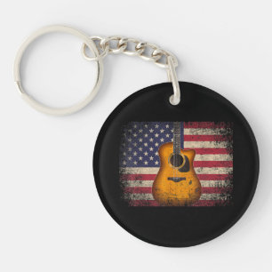 Guitar 4 juli Gift American Flag USA - Counter Sleutelhanger