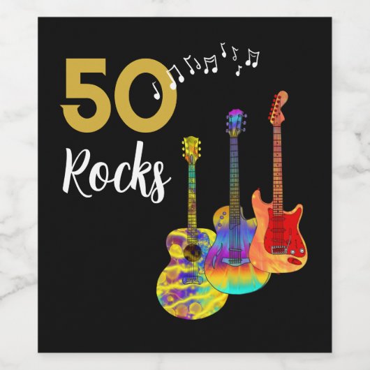 Guitar 50 Rocks 50ste verjaardag Wijn Etiket (Enkel label)