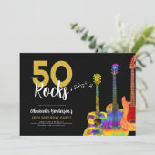 Guitar 50 rotsen 50e verjaardag kaart (Staand voorkant)