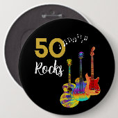 Guitar 50 vierde verjaardagsfeest ronde button 6,0 cm (Voorkant /achterkant)