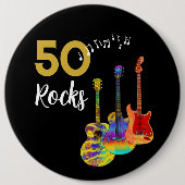 Guitar 50 vierde verjaardagsfeest ronde button 6,0 cm (Voorkant)
