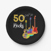 Guitar 50e verjaardagsfeest 50 stenen papieren bordje (Voorkant)