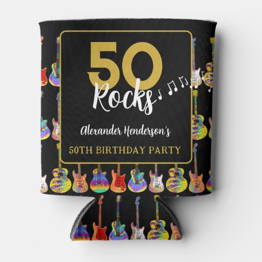 guitar 50e verjaardagsfeest Rock en Roll Blikjeskoeler (Voorkant)