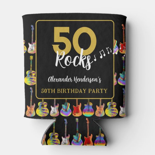 guitar 50e verjaardagsfeest Rock en Roll Blikjeskoeler (Achterkant)