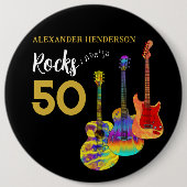 Guitar 50th Birthday Party 50 Rocks Custom Ronde Button 6,0 Cm (Voorkant)