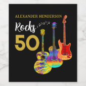 Guitar 50th Birthday Party - Gepersonaliseerd Wijn Etiket (Enkel label)