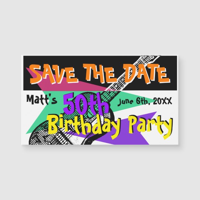 Guitar 50th Birthday Party Save the date Magnetic2 (Voorkant)