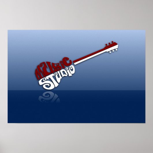Guitar-564924 MUZIEK STUDIO GUITAR TYPOGRAPHY RED Poster (Voorkant)