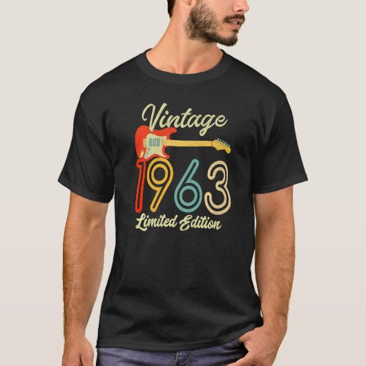 Guitar  59 Year Old  Vintage 1963 T-shirt (Voorkant)