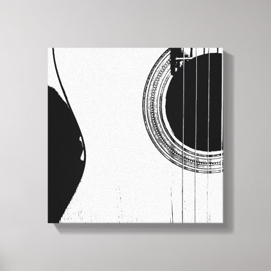 Guitar Abstract Modern Black en White Canvas Afdruk (Voorkant)