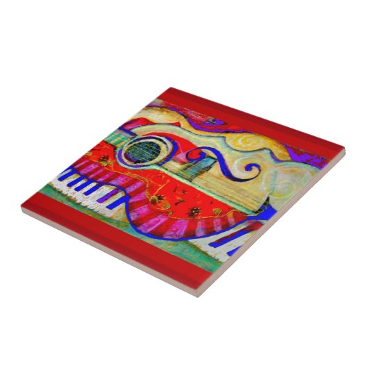 Guitar Abstracted Art van Sharles Tegeltje (Zijkant)