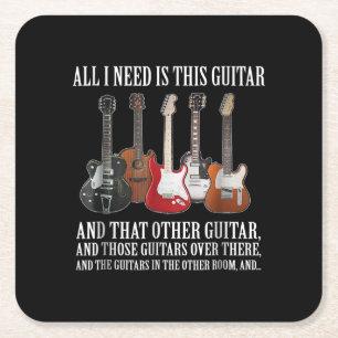 Guitar All I Need Is This Guitar Any Musician Kartonnen Onderzetters
