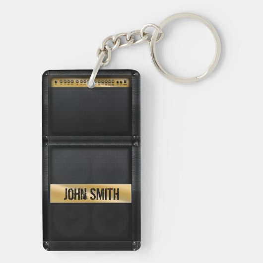 Guitar amp met aangepaste naam sleutelhanger (achterkant)