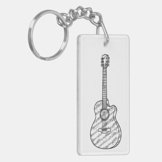 Guitar and Music Notes Sleutelhanger (Voorkant Links)