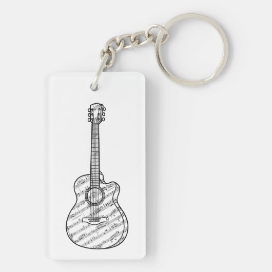 Guitar and Music Notes  Sleutelhanger (achterkant)