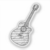 Guitar and Music Notes Sticker (Voorkant)