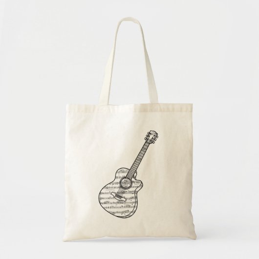 Guitar and Music Notes Tote Bag (Voorkant)