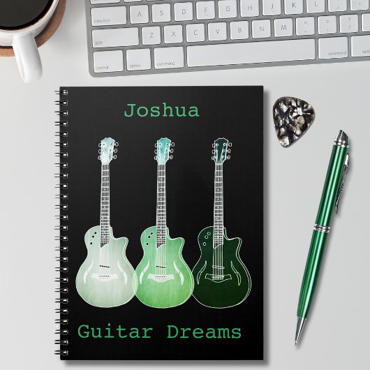 Guitar Art add Name Green Black Songwriting Notitieboek