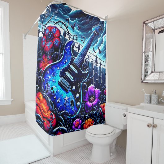 Guitar Art Douchegordijn (In situ)