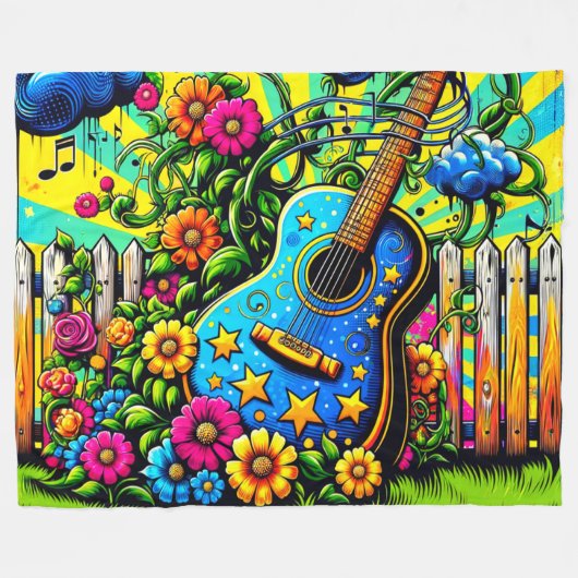 Guitar Art Fleece Deken (Voorkant (Horizontaal))