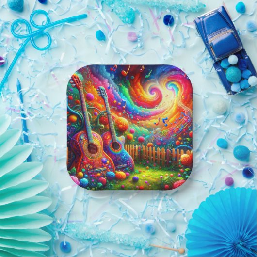 Guitar Art Papieren Bordje (Feest)