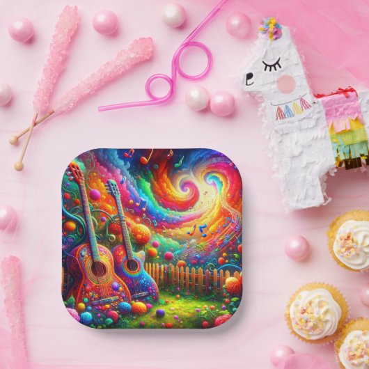 Guitar Art Papieren Bordje (Feest)