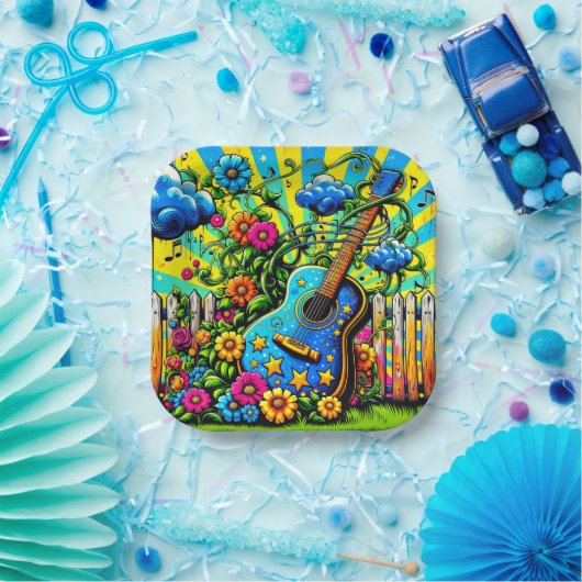 Guitar Art Papieren Bordje (Feest)