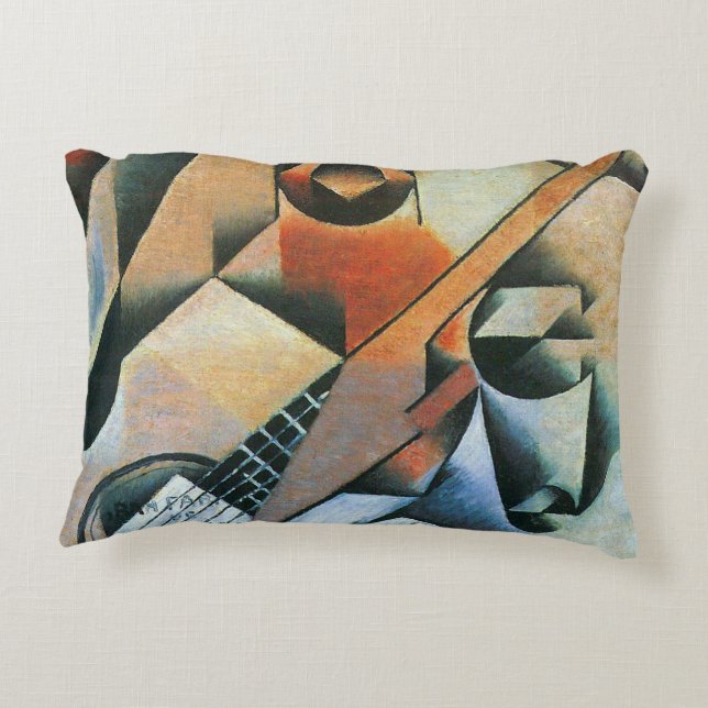 Guitar (Banjo) en Glazen, Juan Gris,  kunst Accent Kussen (Achterkant)
