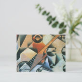 Guitar (Banjo) en Glazen, Juan Gris,  kunst Briefkaart (Staand voorkant)