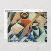 Guitar (Banjo) en Glazen, Juan Gris,  kunst Briefkaart (Voorkant / Achterkant)