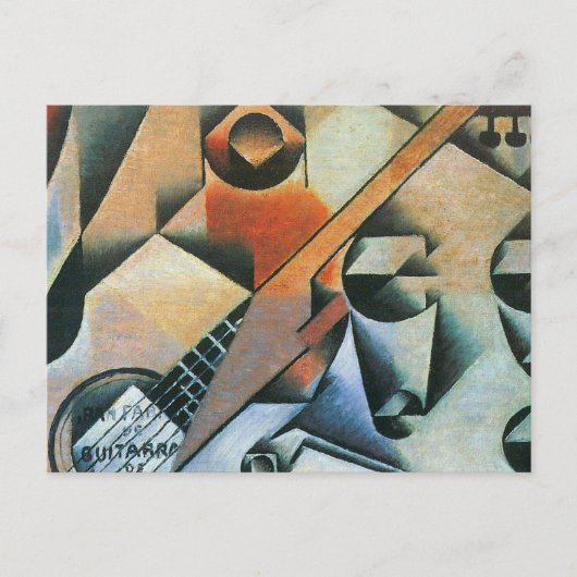 Guitar (Banjo) en Glazen, Juan Gris,  kunst Briefkaart (Voorkant)