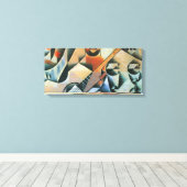 Guitar (Banjo) en Glazen, Juan Gris,  kunst Canvas Afdruk (Insitu (Houten vloer))