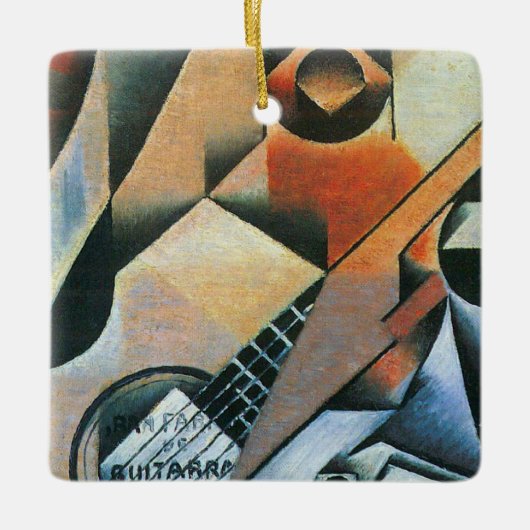 Guitar (Banjo) en Glazen, Juan Gris,  kunst Keramisch Ornament (Voorkant)