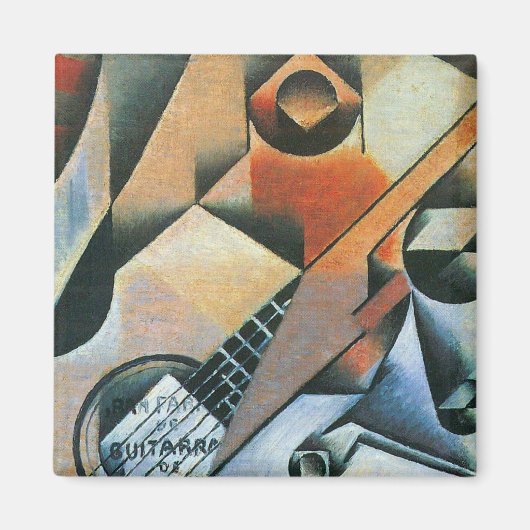 Guitar (Banjo) en Glazen, Juan Gris,  kunst Magneet (Voorkant)