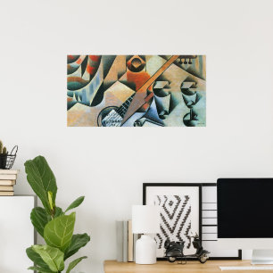 Guitar (Banjo) en Glazen, Juan Gris,  kunst Poster