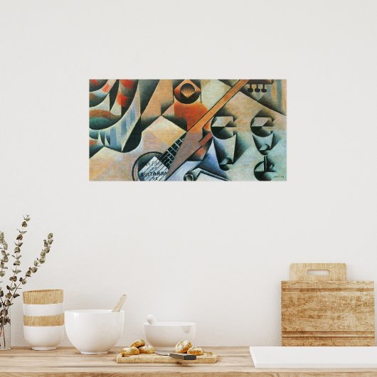 Guitar (Banjo) en Glazen, Juan Gris,  kunst Poster (Keuken)