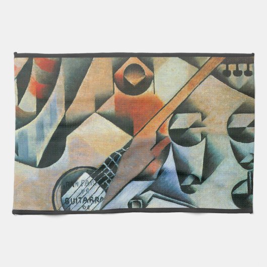 Guitar (Banjo) en Glazen, Juan Gris,  kunst Theedoek (Horizontaal)