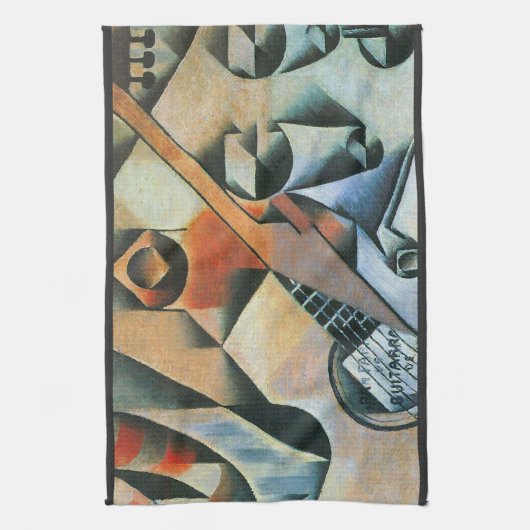 Guitar (Banjo) en Glazen, Juan Gris,  kunst Theedoek (Verticaal)