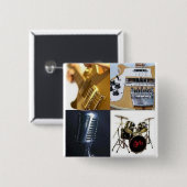 Guitar Bass Vocals Drums Vierkante Button 5,1 Cm (Voorkant /achterkant)