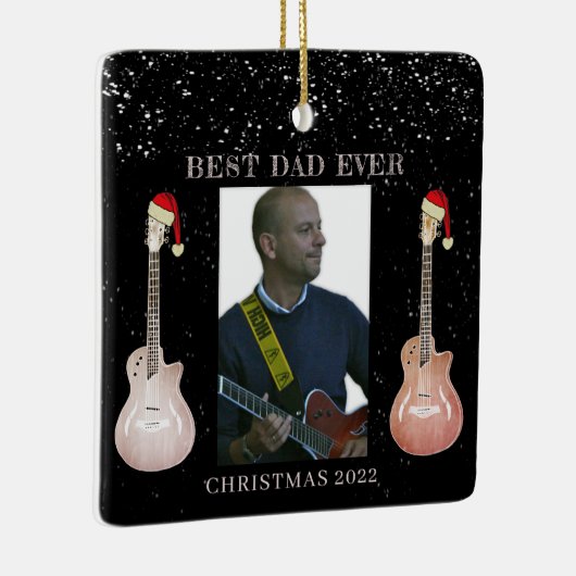 Guitar Best Pap Ever Kerstmis 2022 Ceramic Orname Keramisch Ornament (Rechts)
