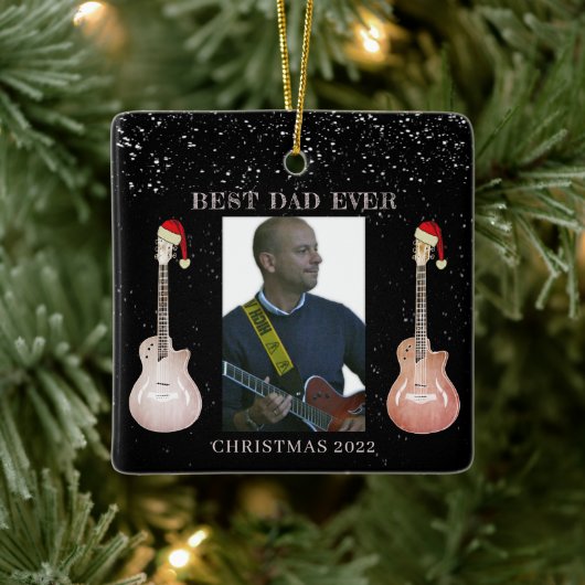 Guitar Best Pap Ever Kerstmis 2022 Ceramic Orname Keramisch Ornament (Boom)