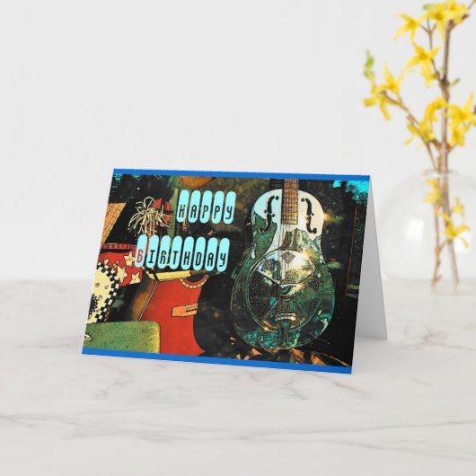 Guitar Birthday Kaart (Gele Bloem)