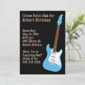 Guitar Birthday Party Invitation Kaart (Staand voorkant)