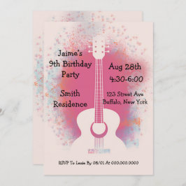 Guitar Birthday Party Kaart