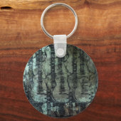 Guitar Blauwgroen Green Black Collage Sleutelhanger (Voorkant)