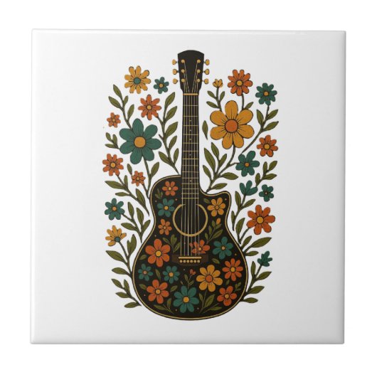 Guitar & Bloom Designs Tegeltje (Voorkant)